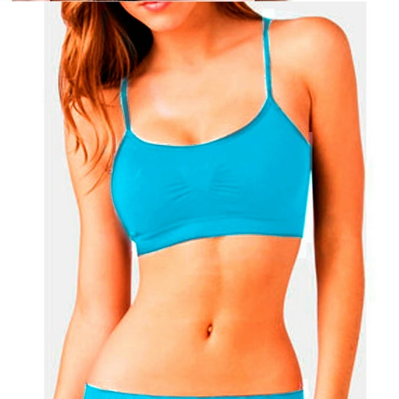 Seamless Yoga Gym Sports Bra Tank Top Removable Light Bra Pad Straps Crop Blue