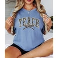 thumbnail image 6 of Teach Camo Varsity T-Shirt for Women - Coquette Bow Graphic Tee - Camouflage Teacher Shirt Blue Jean Shirt Adult Large, 6 of 7