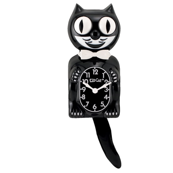 Kit-Cat Klock Limited Edition White Lady with Pearl Necklace & Eyelashes - Cat Clock with Moving Eyes and Tail Wall Clock