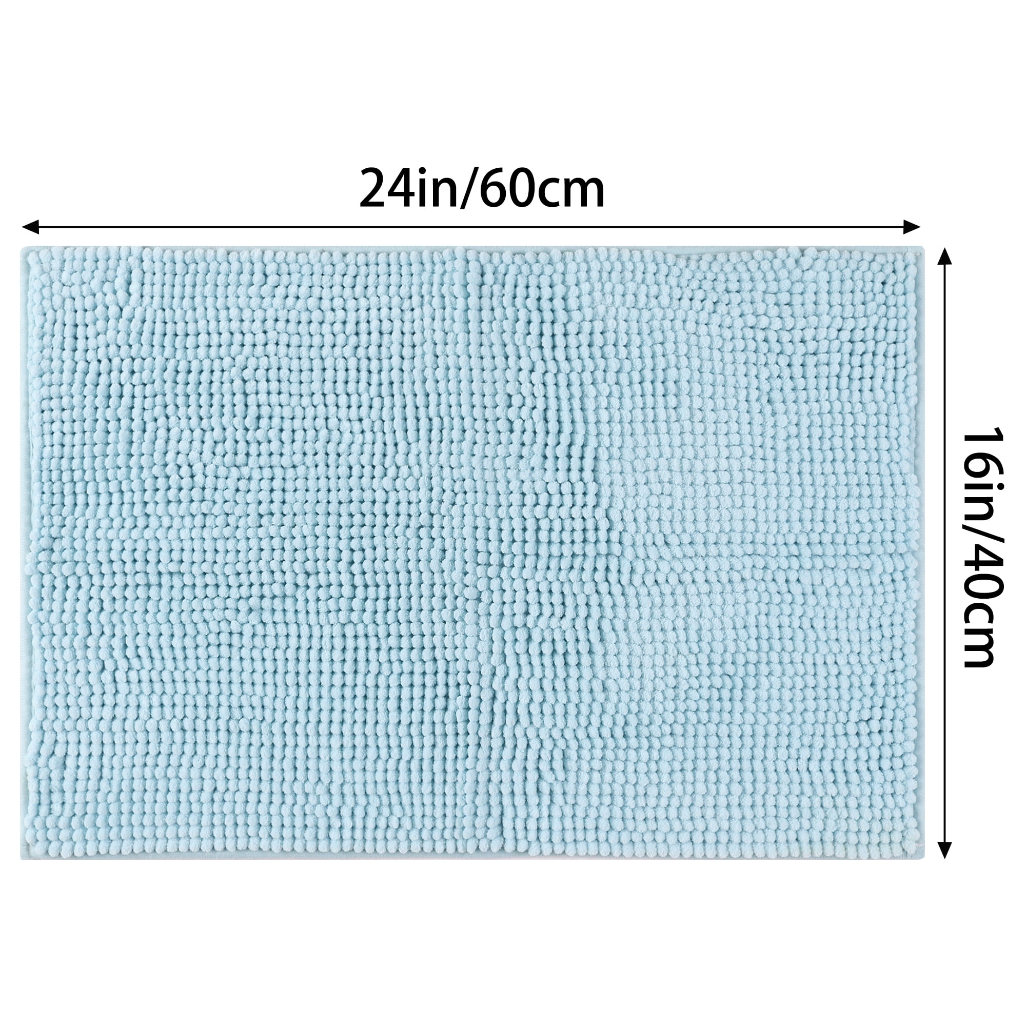 Unique Bargains 2 Pcs Microfiber Non-Slip Bathroom Mat Plush Fluffy Quick Dry Bath Rugs Blue 16" x 24"