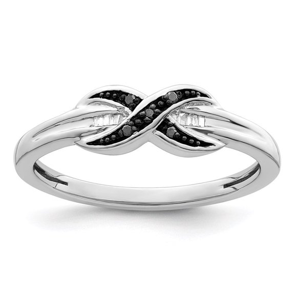 Auriga Fine Jewelry 925 Sterling Silver Black and White Diamond Infinity Ring Size 7 for Women