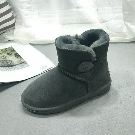 

Toyella 2021 children leather boots female low warm baby shoes shoes Dichotomanthes end manufacturers selling one generation Gray 27
