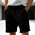 thumbnail image 2 of USNSM Men's Corduroy Shorts Solid Color Button Zipper Elastic Waist Casual Sports Lightweight Summer Beach Shorts with Pocket Black S, 2 of 6
