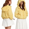 thumbnail image 6 of Nestiefly Women's Zip Up Hoodies Drawstring Windbreaker Jacket Sport Casual Workout Coats Y2K Long Sleeve Outwears with Pockets 2026 Yellow XS, 6 of 7