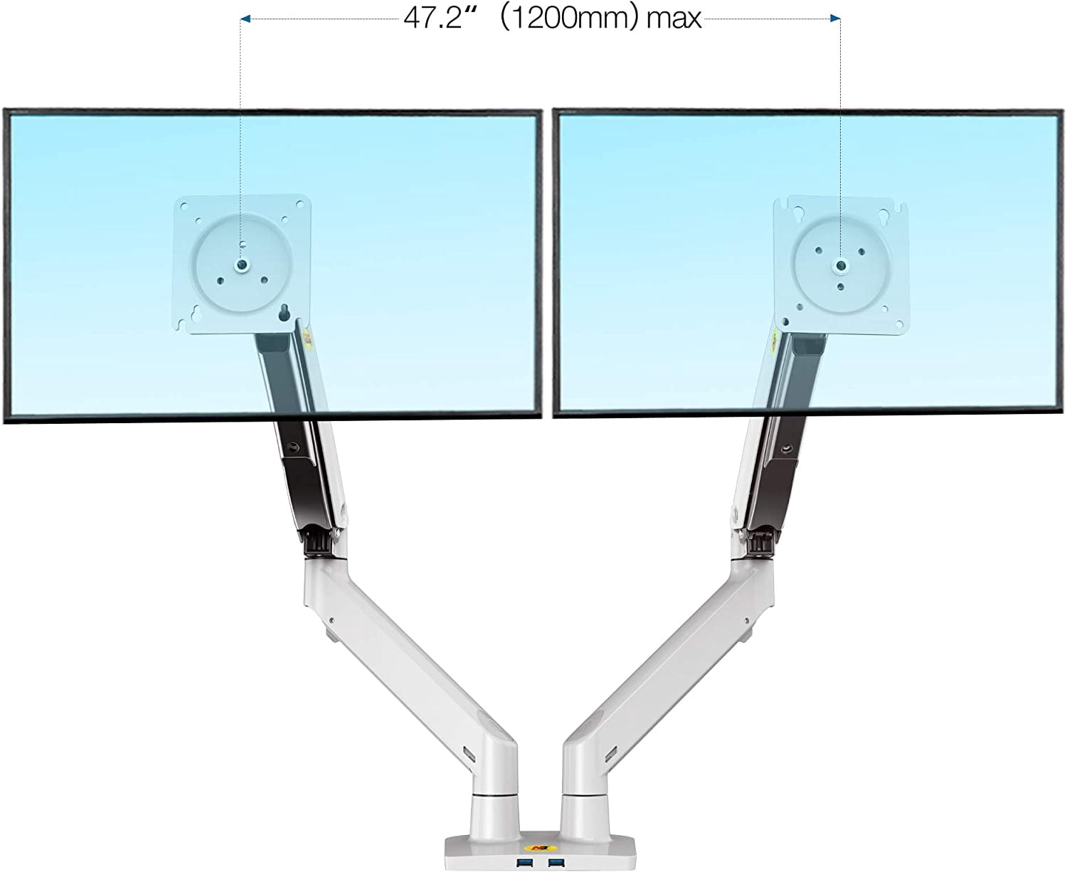 Dual Monitor Desk Mount Stand Full Motion Swivel Computer Monitor Arm Fits 2 Screens  to 32'' with Load Capacity 6.6~26.4lbs for Each Monitor G75-W