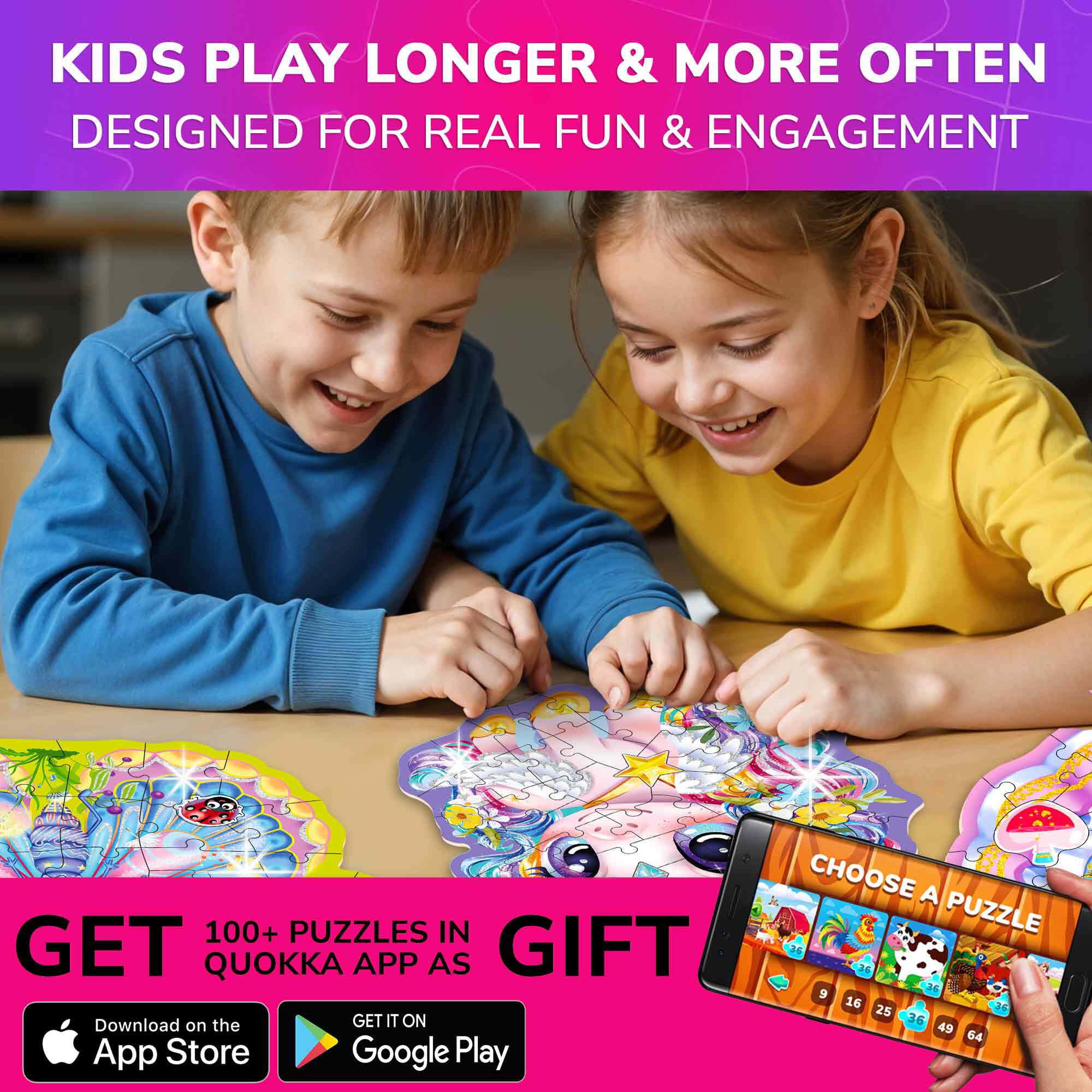 Quokka Puzzles for Kids Ages 4-6 - Jigsaw Puzzles for Toddlers 3-5 - 48 Piece Shimmer Puzzles for Kids