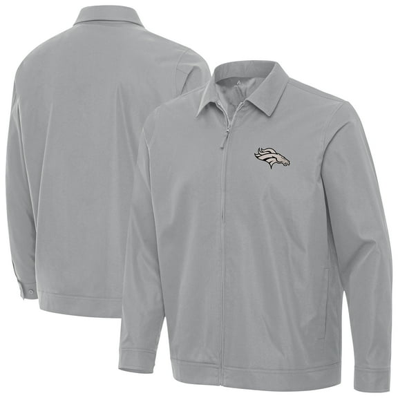 Men's Antigua Gray Denver Broncos Pivot Full-Zip Jacket