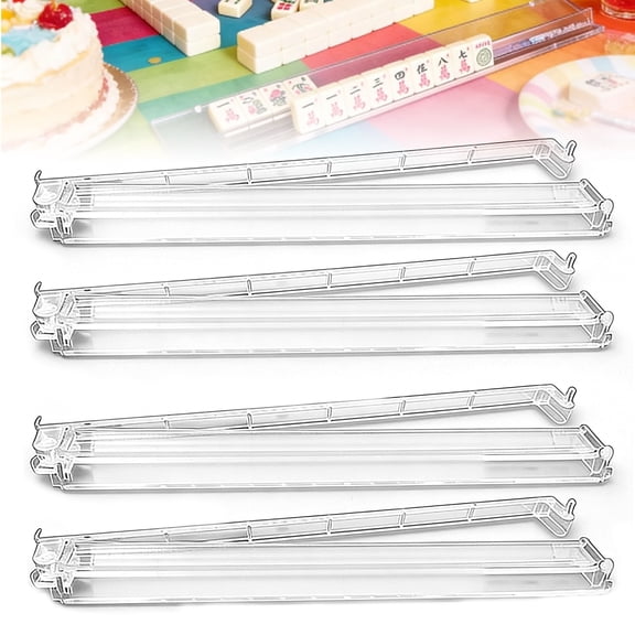 Mahjong Racks with Pushers, Set of 4 Acrylic Mahjong Racks with Magnetically Attached Mahjong Pushers, Easy to Use for Home Game Nights(Q)