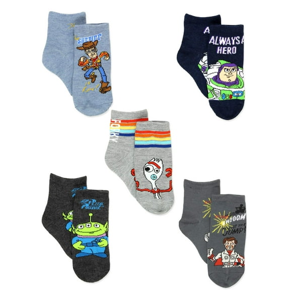 Disney Toy Story 4 Boys Girls Toddler 5 Pack Crew Sock Set (6-8 Kids (Shoe: 10-4), Grey/Multi)