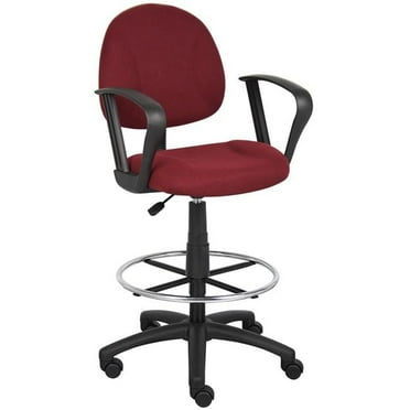 B1617 Drafting Office Chair - Burgundy - LOOP ARMS<BR>