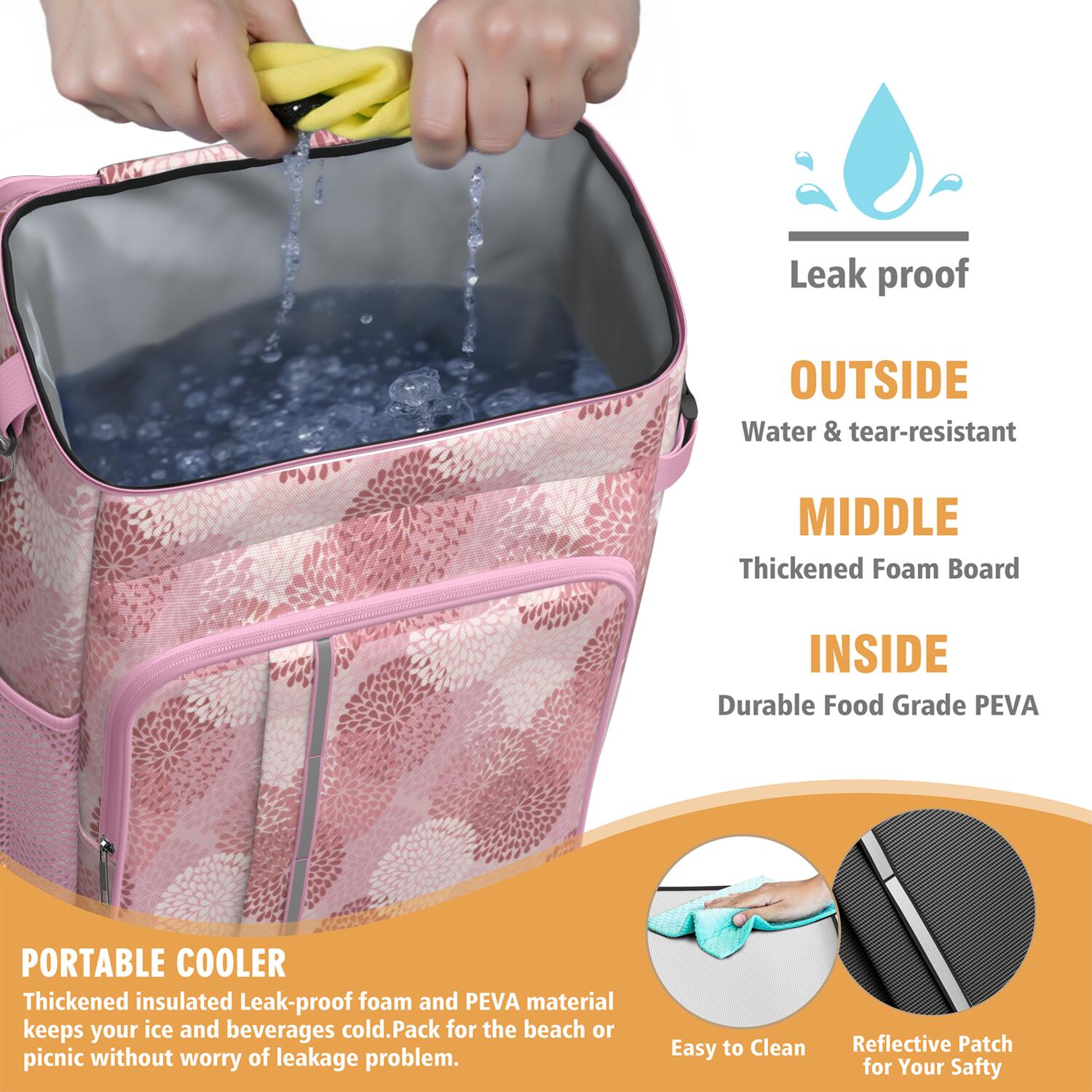 Travel Cooler Bag - Boho Bohemia Pioneer Flower Art Camping Beer Cooler Backpack with Bottle Opener- Waterproof Insulated Picnic Backpacks - Cooler Bag for Beach
