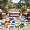 thumbnail image 4 of Retro Bohemia Floral Round Area Rug 5Ft Washable Circle Rugs for Living Room Bedroom, Blue Purple Flowers Boho Style Beige Non-Slip Carpet Floor Mats Indoor Outdoor Carpet Runner Aesthetic Home Decor, 4 of 8
