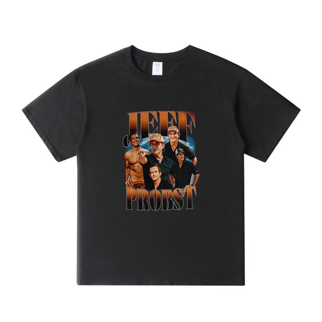 T-shirt à Manches Courtes et Col Rond Unisexe Jeff Probst Survivor Retro Merch à la Mode avec Vêtements Amusants, TTTG, Noir