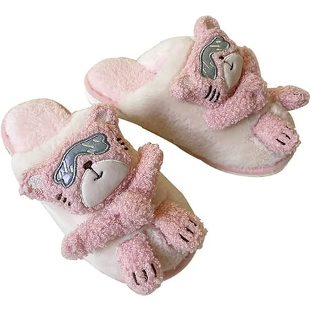 

PIKADINGNIS Women Cute Cartoon Slippers Cozy Fluffy Plush Fur Memory Foam House Slides Anti-Slip Indoor Outdoor Shoes