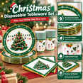 thumbnail image 2 of Krocisen 100 Pcs Merry Christmas Tableware Set Disponible Paper Plates for 25 Guests, Christmas Dinner Plates, Napkins and Cups, Christmas Tree Dinnerware for Xmas Party Supplies, 2 of 6