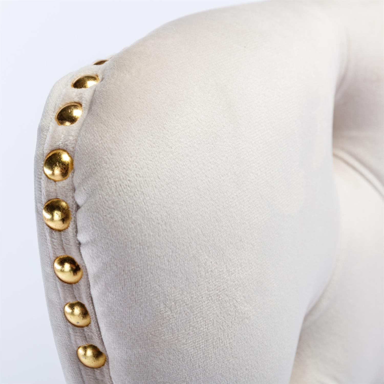 Demi Bonn 38" Tufted Button Velvet Upholstered Desk Chair with Adjustable Swivel, Metal Base for Home Office, Study, Beige