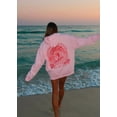 thumbnail image 3 of Womens Oversized Vintage Fleece Floral&Plam Embroidery Hoodie Cute Y2K Pullover Pink, XS, 3 of 7