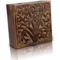 thumbnail image 5 of Great Birthday Gifts Handmade Decorative Wooden Jewelry Box With Tree Of Life Carving & Lock & Key Jewelry Organizer Keepsake Box Treasure Chest Trinket Holder Watch Box Storage Lock Box 6 x 6 Inches, 5 of 6