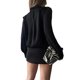 thumbnail image 5 of Sunloudy - Vestido informal para mujer, color sólido, con solapa, cierre de botones, cintura, lazo, abertura inferior, vestido elegante Sunloudy  moda, 5 of 9
