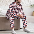 thumbnail image 7 of Sikiie Blue And Red Diamond Print Mens Pajama Set, Soft Warm Long Sleeve Sleepwear, Cozy Button-Down Pjs for Men-X-Large, 7 of 7