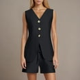 thumbnail image 6 of Women's Summer Vests Outfits, Sleeveless Blazer Button Vests with Shorts Business Set 2 Piece Casual Vacation Outfits 2025 Two Piece Sets Black L, 6 of 9