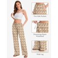 thumbnail image 6 of Women Cotton Linen Summer Palazzo Pants Drawstring Waist Wide Leg Lightweight Beach Trousers with Pockets, 6 of 10