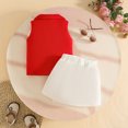 thumbnail image 5 of Fozruso Summer Toddler Girls Sleeveless Ribbed Vest T Shirt Tops Floral Skirt Outfits Skirt Sets for School Casual,Red,12-18 Months, 5 of 5