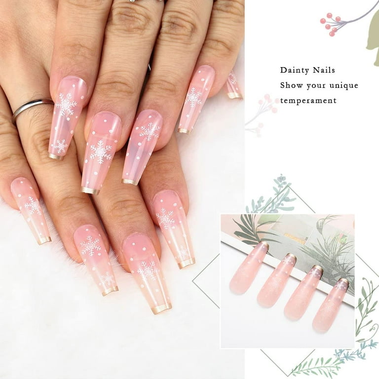  Kamize Extra Long Press on Nails Coffin French Fake Nails  Acrylic Ballerina Full Cover False Nails for Women and Girls24PCS : Beauty  & Personal Care