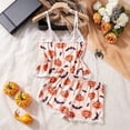 thumbnail image 4 of Women's Halloween Pumpkin Bat Print Pajama Set Lace Cami Top and Matching Shorts 2 Piece Spaghetti Strap Sleepwear Lounge Set, 4 of 6