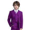 thumbnail image 3 of Wehilion Boys Suits 5 Piece Set Slim Colorful Formal Fit Purple Kids Wedding Outfit Boys Dresswear Up Size 2T (Toddler, Little Boys, Big Boys), 3 of 4