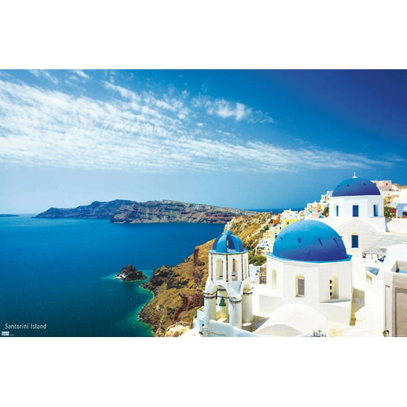 Santorini Island Wall Poster, 14.725" x 22.375"