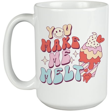 

You Make Me Melt Retro Ice Cream Valentine s Day Art Merch Gift White 15oz Ceramic Mug