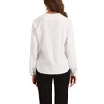 thumbnail image 3 of INSPIRE CHIC Casual Top for Women's Work Business Office Long Sleeve V Neck Blouse XS White, 3 of 6