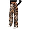 thumbnail image 4 of zaveiop Camo Pants Women Baggy Fleece Y2K Camouflage Cargo Pants High Waisted Wide Leg Drawstring Jogger Sweatpants (Coffee, S), 4 of 9