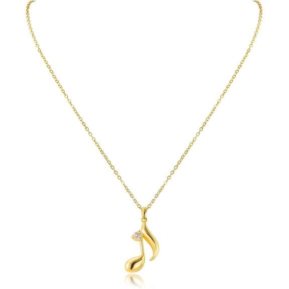 YMCSTONEMA Gold tone Music Note Pendant Necklace Cubic Zirconia For Women Music Lover Musican Gifts