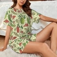 thumbnail image 4 of Pofeuu Finger Lime Fruits Print Women's Pajama Set Short/Shorts Soft Button PJs Elastic Drawstring Waist Sleepwear-Large, 4 of 6