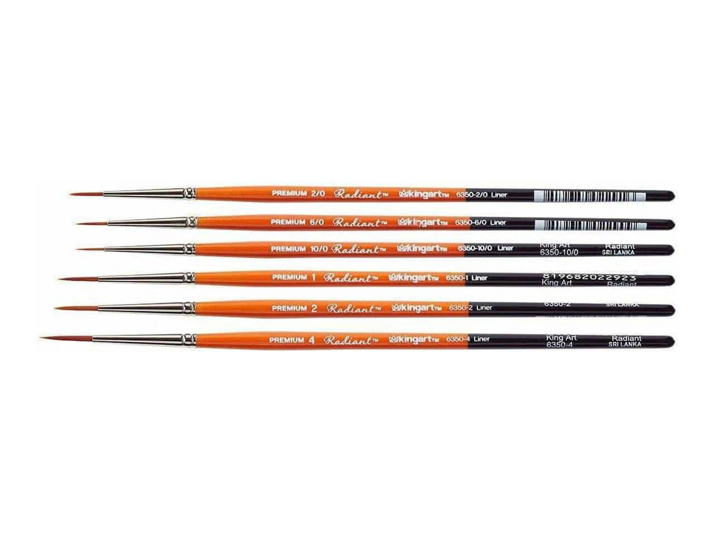Kingart Radiant, 6350 Liner Series, Premium Golden Synthetic Brushes, Set of 6, For All Ages
