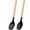 Black, variant on Kiibsot Large Silicone Cooking Spoons, 2 Pack Nonstick Solid and Slotted Wooden handle Spoon Set, Heat Resistan Silicone Kitchen Spoons for Cooking, Serving, Basting, Mixing