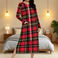 thumbnail image 4 of Womens Long Nightgowns Plaid Zipper Robes Christmas Pajama with Pocket Long Sleeve Bathrobes Loose Full Length Loungewear Warm Sleepwear Crew Neck House Coat, 4 of 9