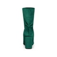 thumbnail image 4 of BLISSFUL STEP Mother's Day Women's Boots Foldable Faux Velvet Block Heel Mid Calf Ankle Boots Green 6.5, 4 of 8