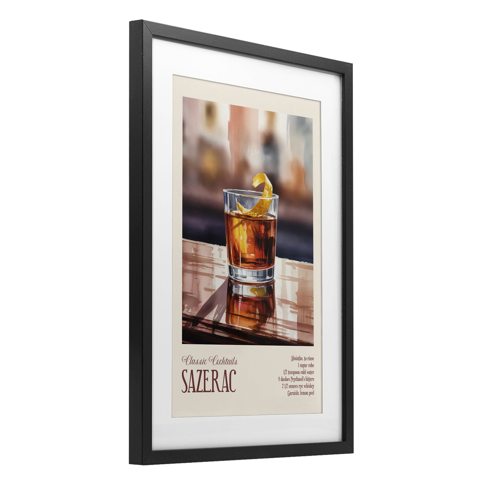 Stupell Industries Sazerac on Reflective Surface Black Framed Print Under Glass, design by Andreas Magnusson
