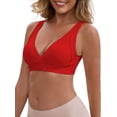 thumbnail image 4 of INSPIRE CHIC Women's Bras Front Closure Wireless Postpartum Breastfeeding Lingerie V-Neck Push Up Ribbed Nursing L Red, 4 of 5