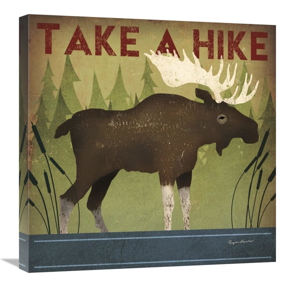 Global Gallery's 'Take a Hike Moose' By Ryan Fowler Stretched Canvas Wall Art