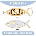 thumbnail image 6 of 12Pcs 3 Styles Small Silver Jesus Fish Decal Sticker Acrylic Cross Fish Auto Emblem Waterproof Love Peace Car Stickers Self-Adhesive Decals for Vehicle Decoration 16x50x6mm, 6 of 9