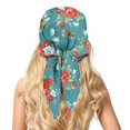 thumbnail image 2 of Head Scarf for Women,27.5 Inches Pioneer Colorful Flowers Square Like Head Scarf for Women,Silk Bandana Hair Wrap Neck Scarf for Women's, 2 of 6
