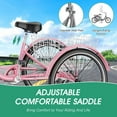 thumbnail image 4 of MOPHOTO 26" Adult Tricycles 3 Wheel 7 Speed Trikes with Large Basket for Outdoor Cycling Shopping, Exercise Men Women's Cruiser Bike (Pink, 26inch), 4 of 8