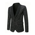 thumbnail image 6 of RYDCOT Sequin Blazer Sparkle Suit Disco Prom Dress Jacket Party Shiny Tuxedo Banquet Celebration Fashion One Button Sport Coat for Mens Adult Black, 6 of 7