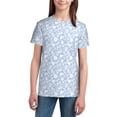 thumbnail image 2 of Fuzoiu Gray White Floral Print Youth Short Sleeve T-Shirt,Youth Dry-Fit Active Athletic T-Shirt,Short Sleeve Tops Tees for School, Sports, and Casual Wear, 2 of 6