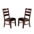 thumbnail image 5 of Antique Walnut Finish Solidwood Kitchen Dining Room 7pc Set Table w Leaf And 6x Side Chairs Ladder Back Cushion Seats Furniture, 5 of 5
