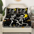 thumbnail image 2 of Sugar Skull Bed Sheets Queen Size Gothic Style Fitted Sheet Sun and Moon Print Bed Set Halloween Themed Bedding Sets Farm Butterfly Skeleton Decor Bedding for Adult Women Teen(No Top Sheet）, 2 of 5